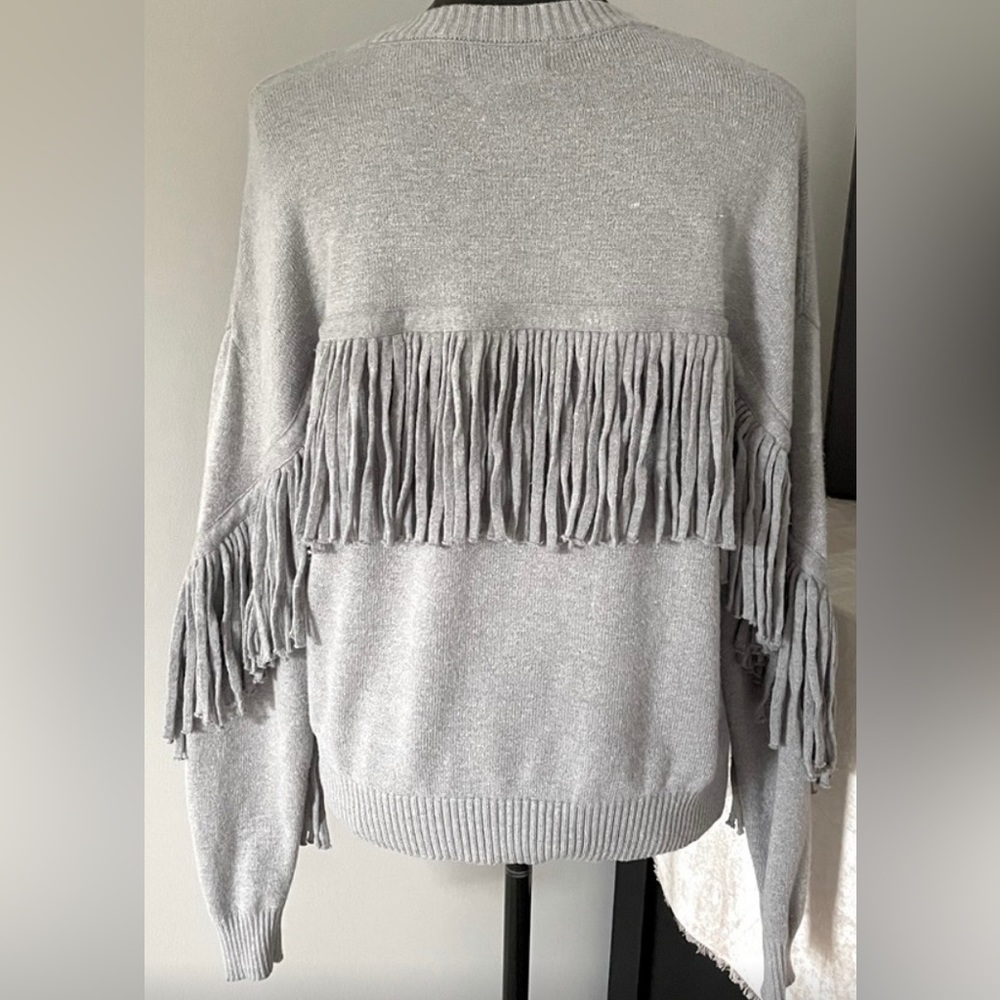 Gray Sweater For the Republic with Fringe Women’s Size Large